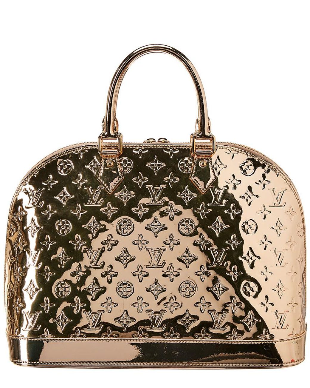 Louis Vuitton Gold Monogram Vernis Miroir Alma GM Dome Bag Leather White  gold ref.372231 - Joli Closet