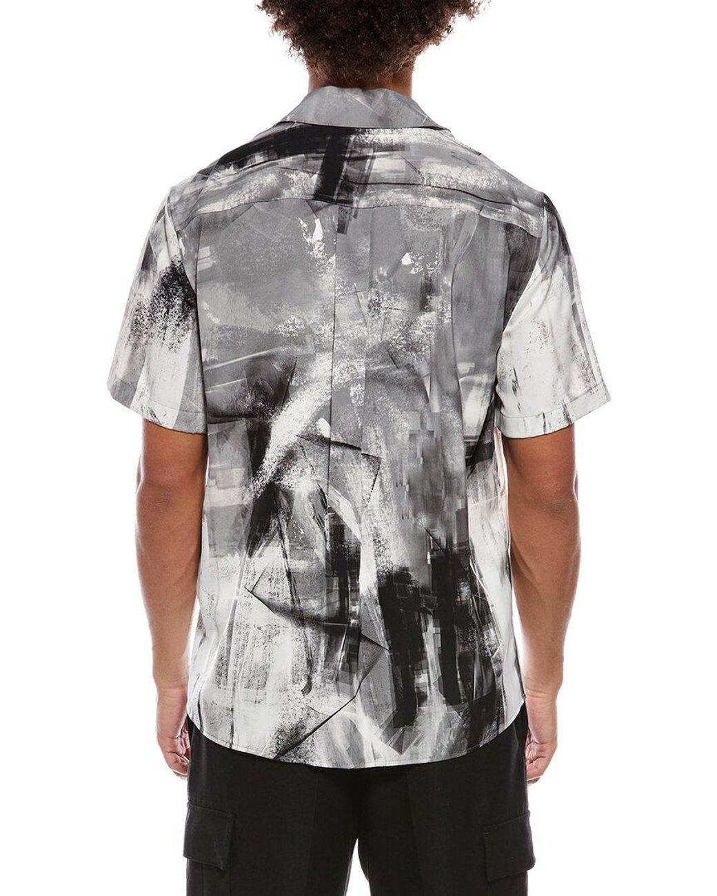 Helmut Lang Gray 1/2-Zip Print Shirt for men