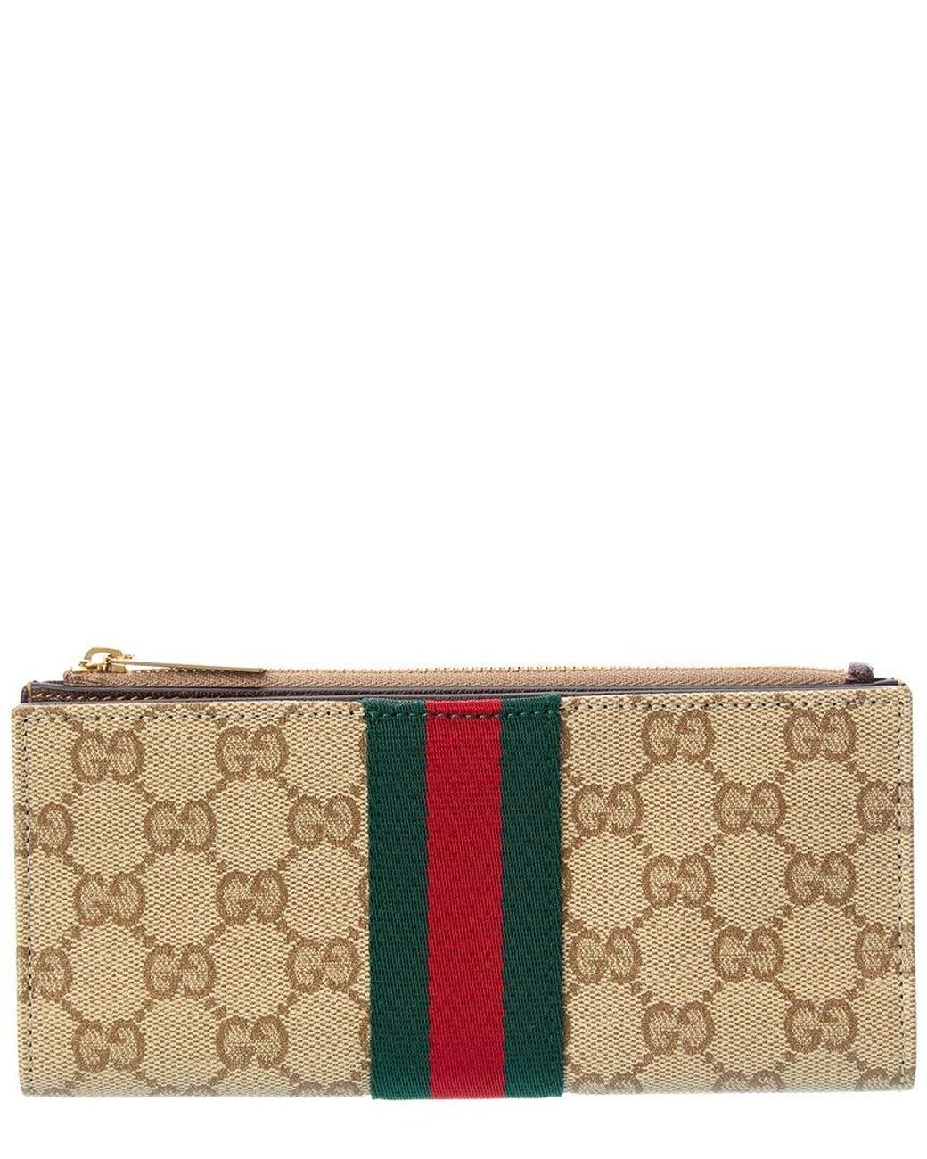 Gucci Natural Web Long Gg Coated Canvas Card Case