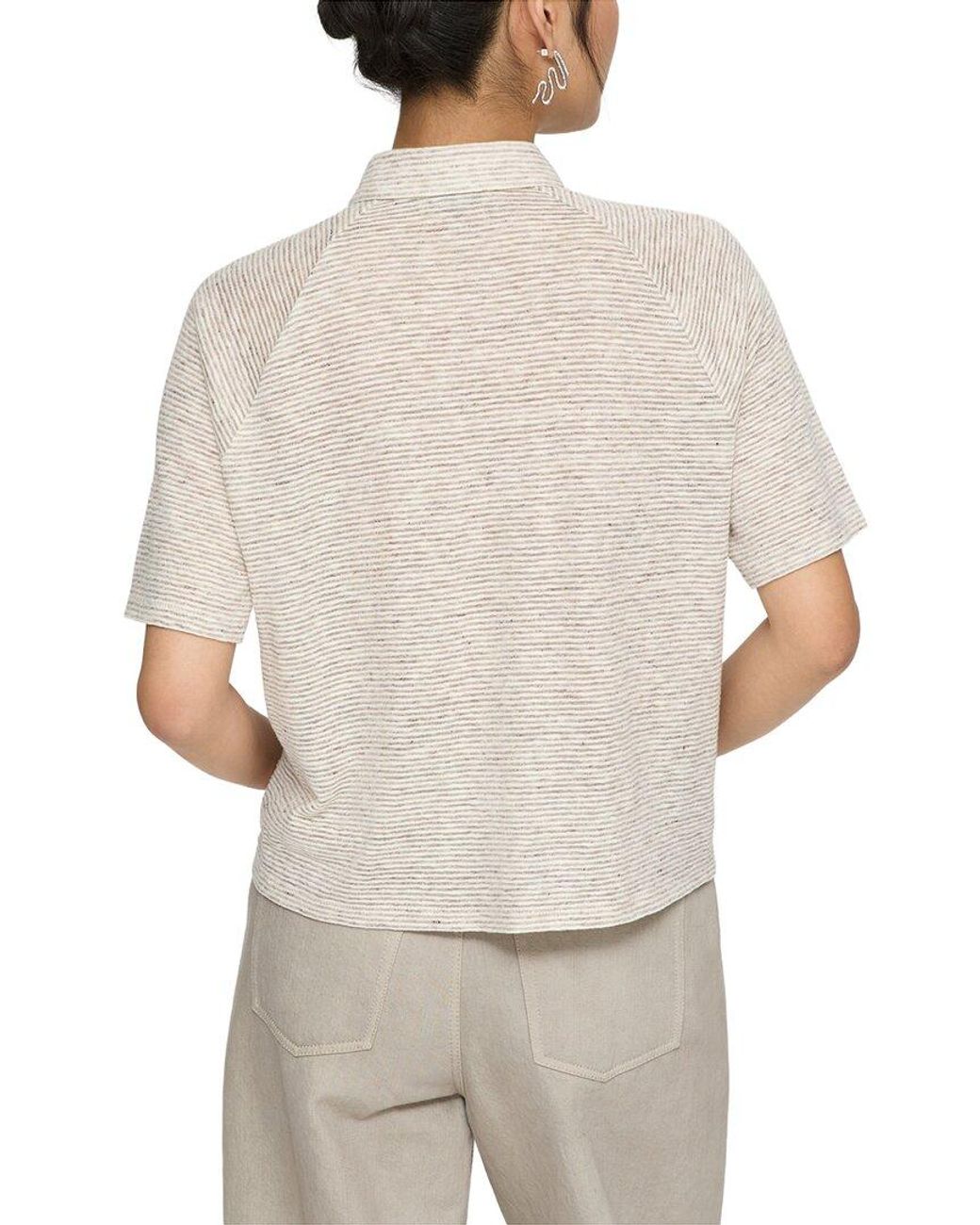 Lafayette 148 New York White Raglan Sleeve Polo Shirt