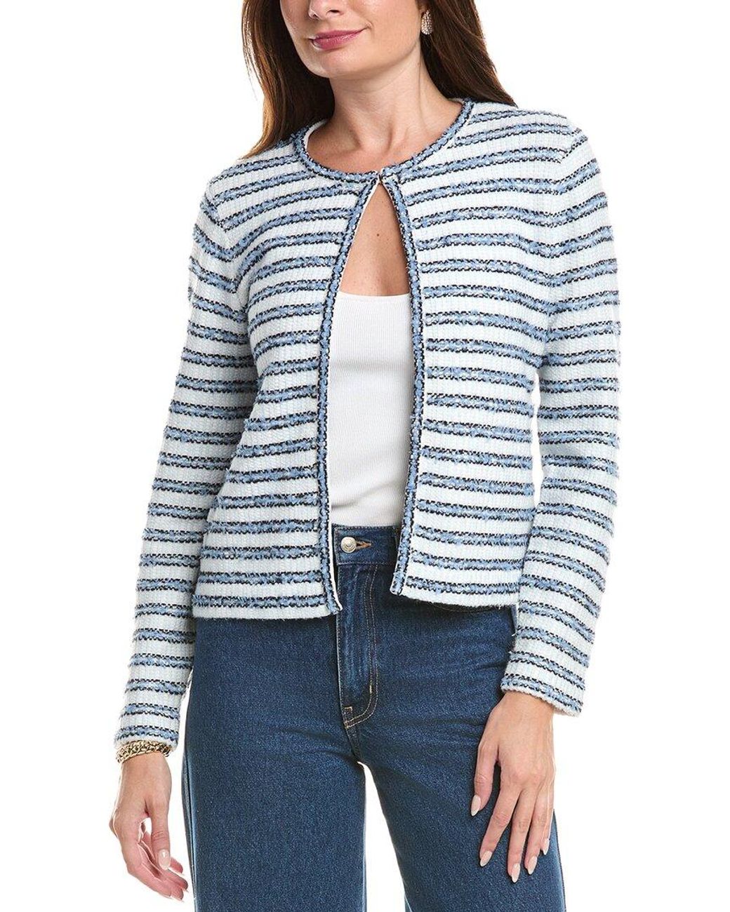 St. John Blue Novelty Knit Wool-Blend Jacket