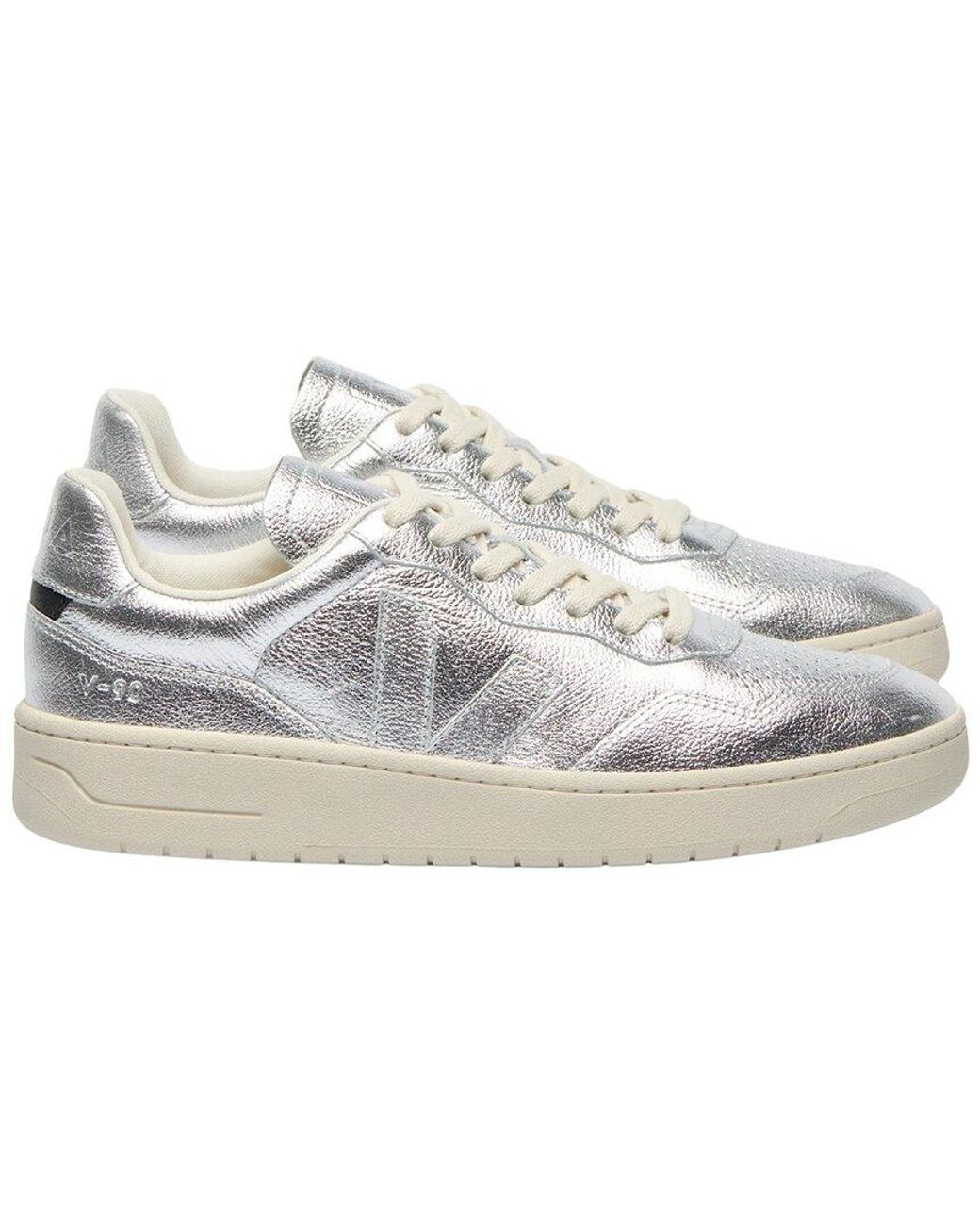 Veja White V-90 Leather & Suede Sneaker