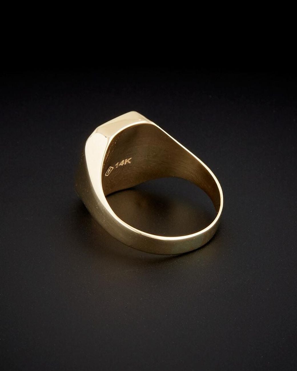Italian Gold Black 14k Rectangular Signet Ring