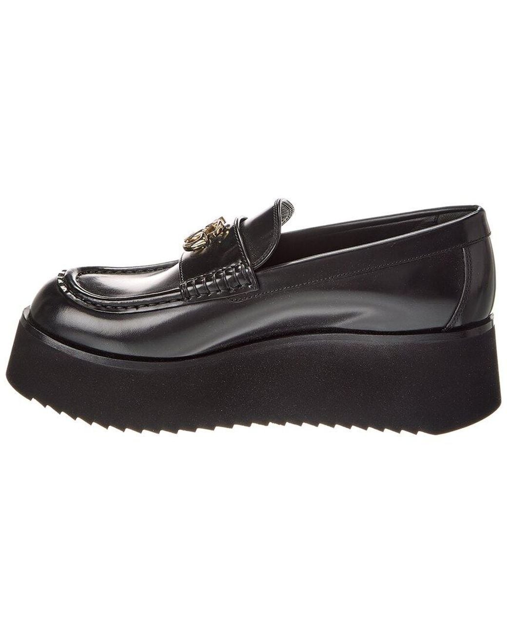 Gucci Black Double G Creeper Leather Loafer