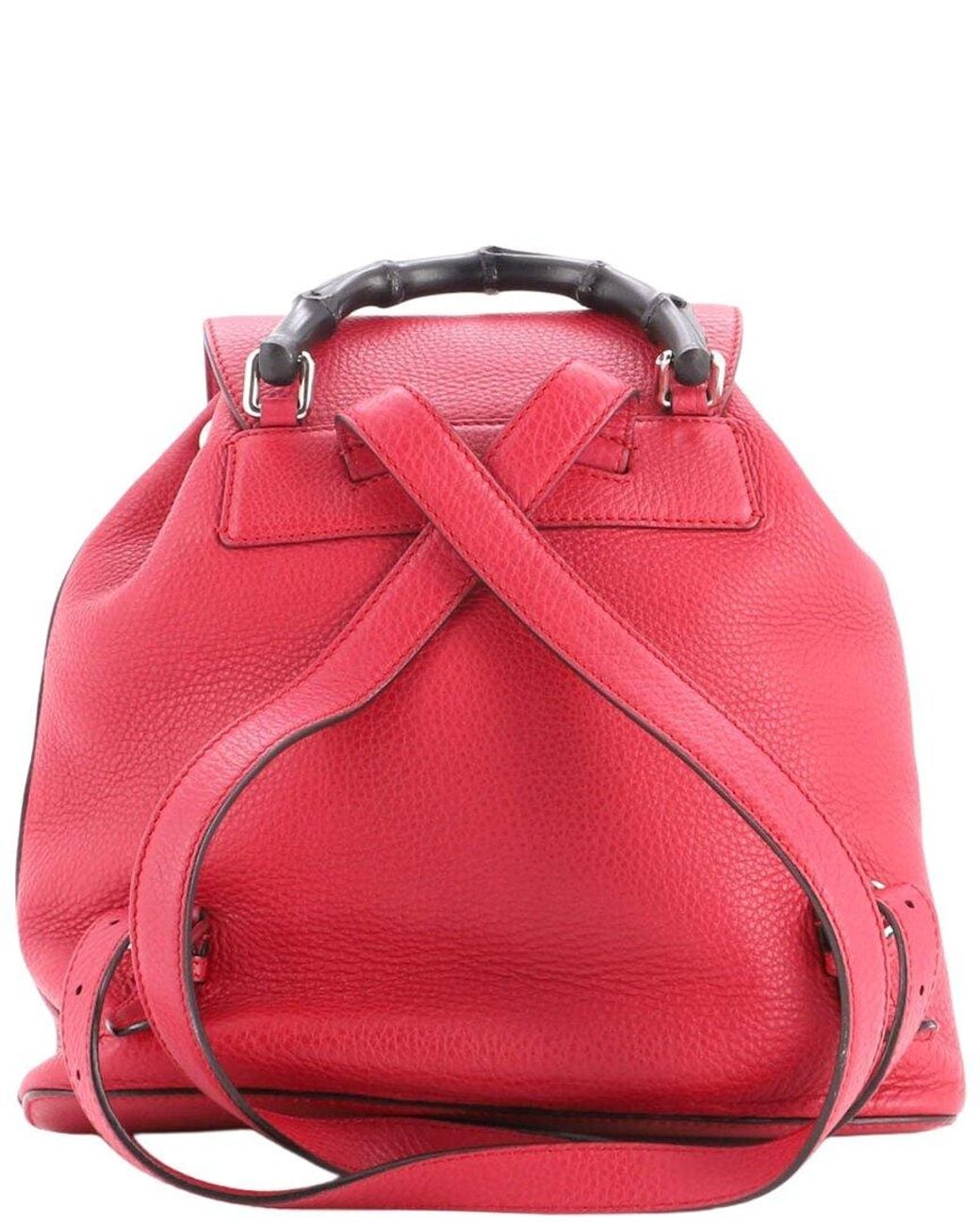 Gucci Red Sheep Leather Bamboo Tassel Backpack Medium (Authentic Pre-Loved)