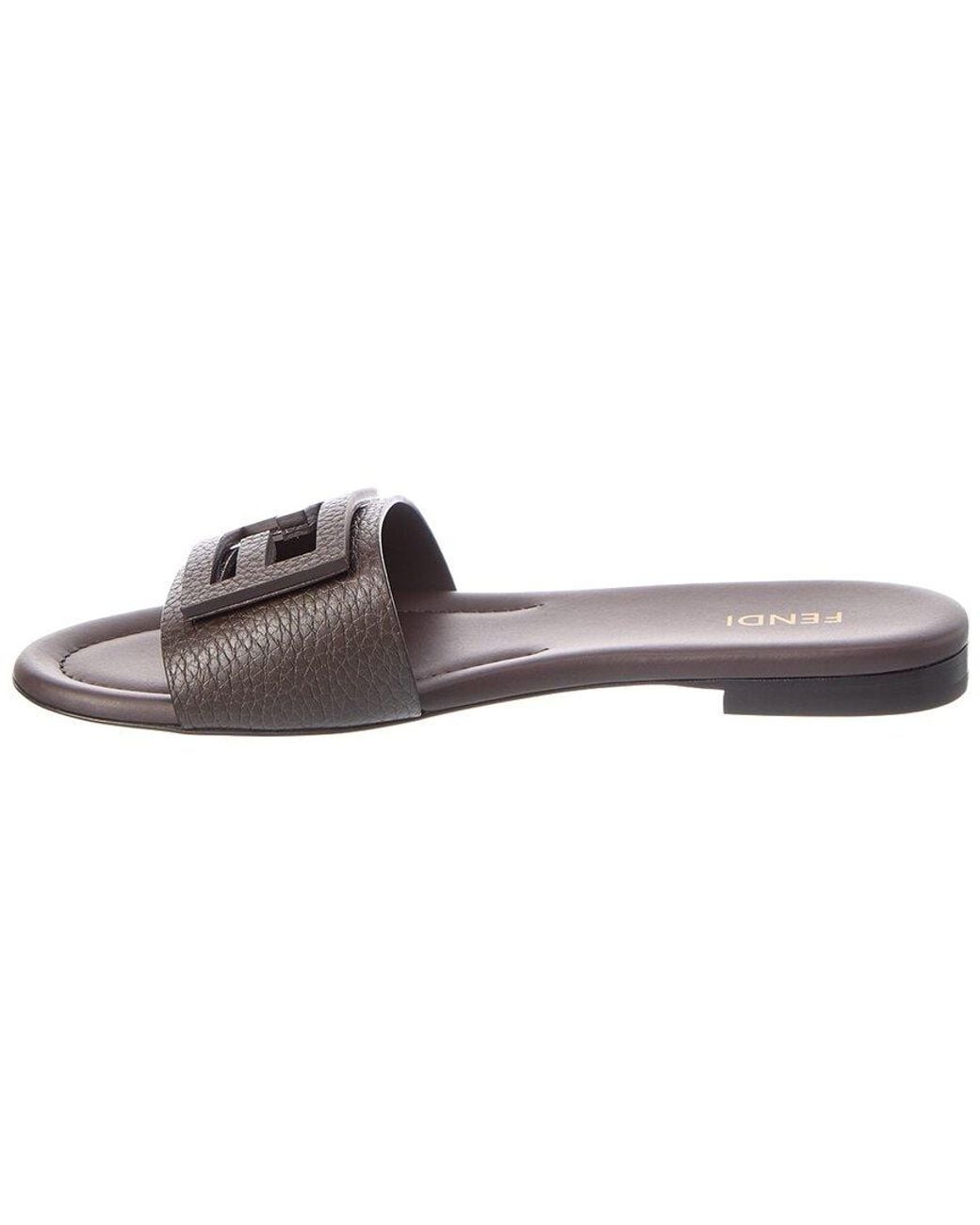 Fendi Brown Tube Leather Sandal
