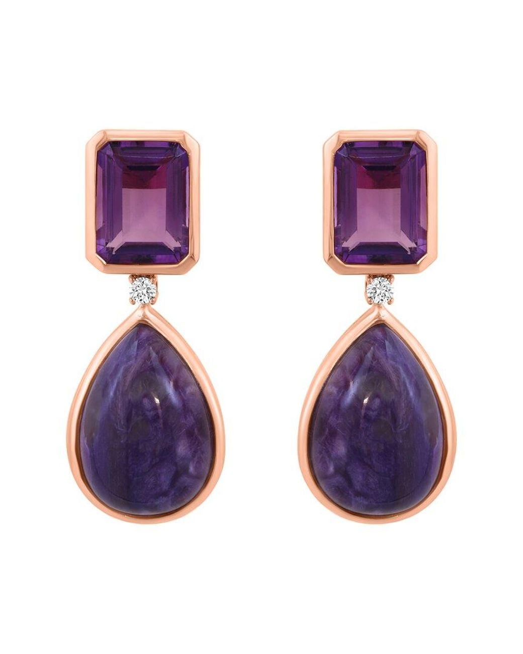 Effy Fine Jewelry Pink 14K Rose 9.84 Ct. Tw. Diamond & Gemstone Earrings
