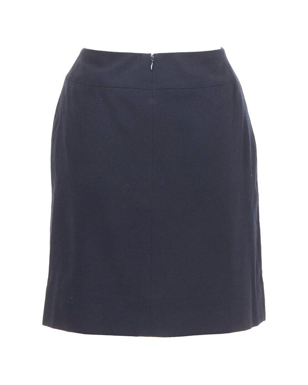 Chanel Blue 1997 Wool High-Waist Silk Lined Classic Pencil Skirt, Size Fr (Authentic Pre-Loved)