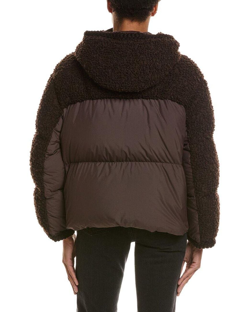 Moncler Black Wool-Blend Down Jacket
