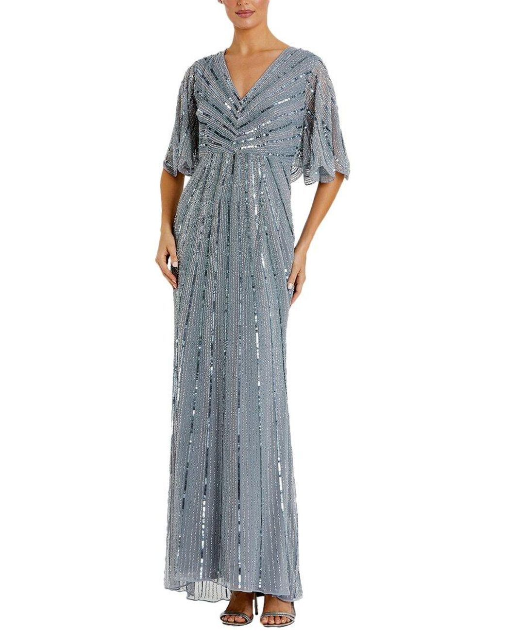 Mac Duggal Blue Cape Sleeve Gown