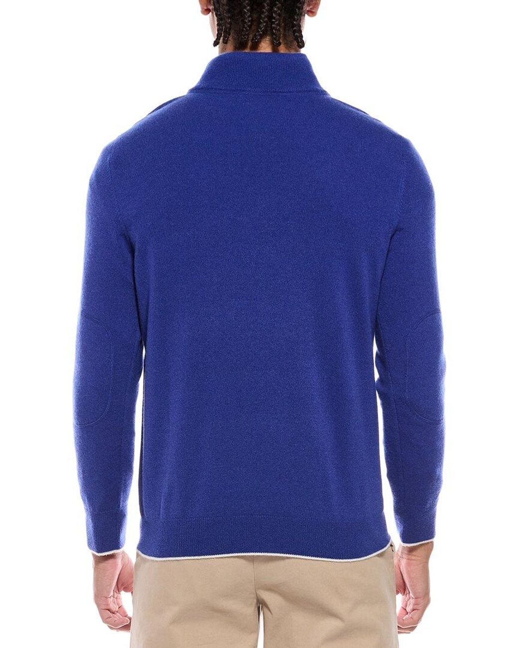N.Peal Cashmere Blue Carnaby Cashmere 1/2-Zip Sweater for men