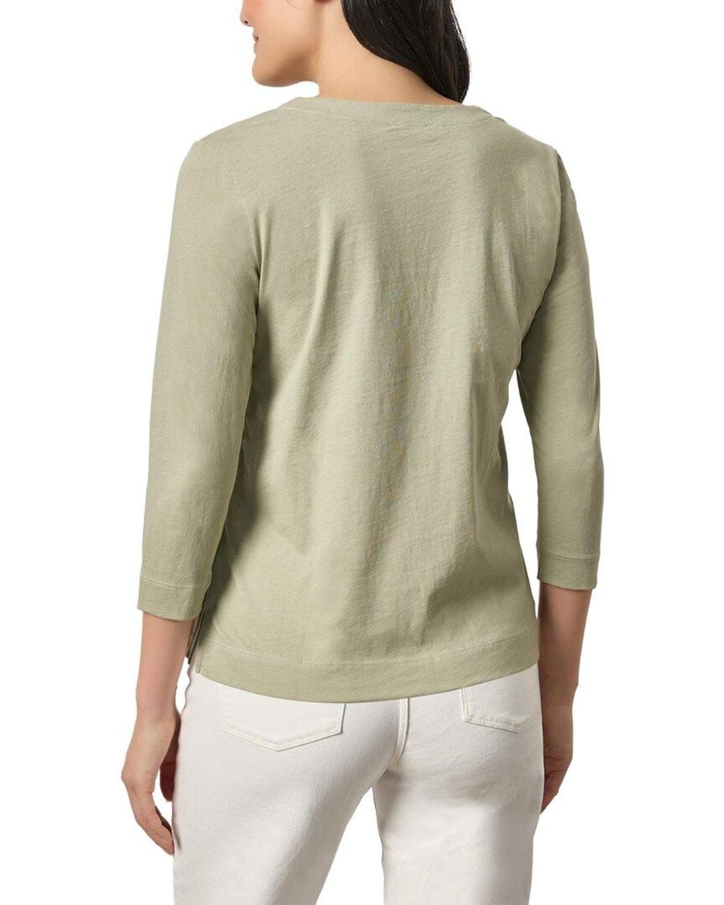 Lilla P Green Side Split Neck Top