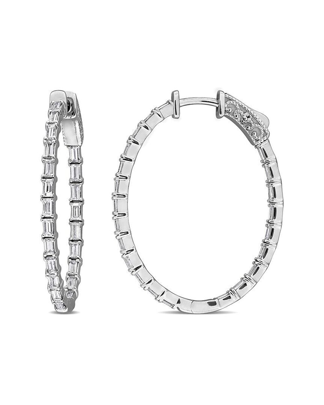 Rina Limor White 14k 1.76 Ct. Tw. Diamond Hoop Earrings