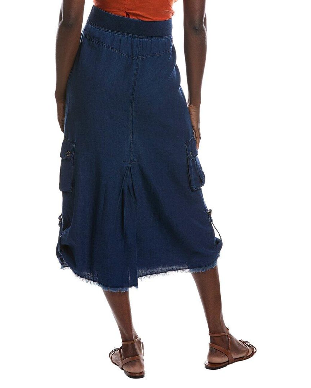 XCVI Blue Chesney Linen-Blend Midi Skirt