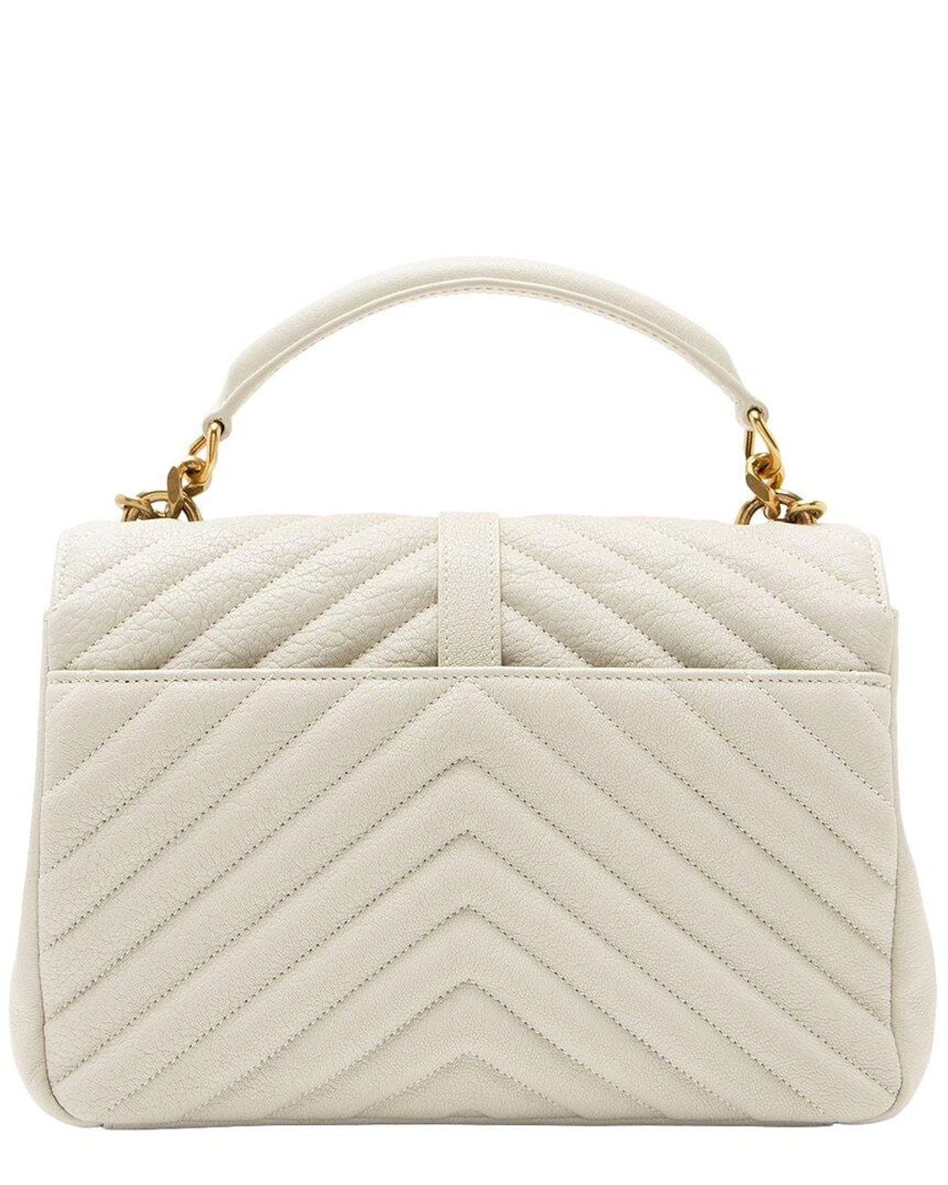 Saint Laurent Natural Matelasse Calfskin Monogram College Medium Shoulder Bag (Authentic Pre-Loved)