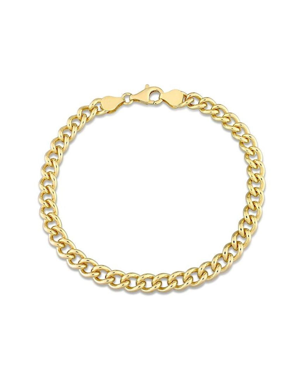 Italian Silver Metallic 18k Over Curb Link Chain Bracelet