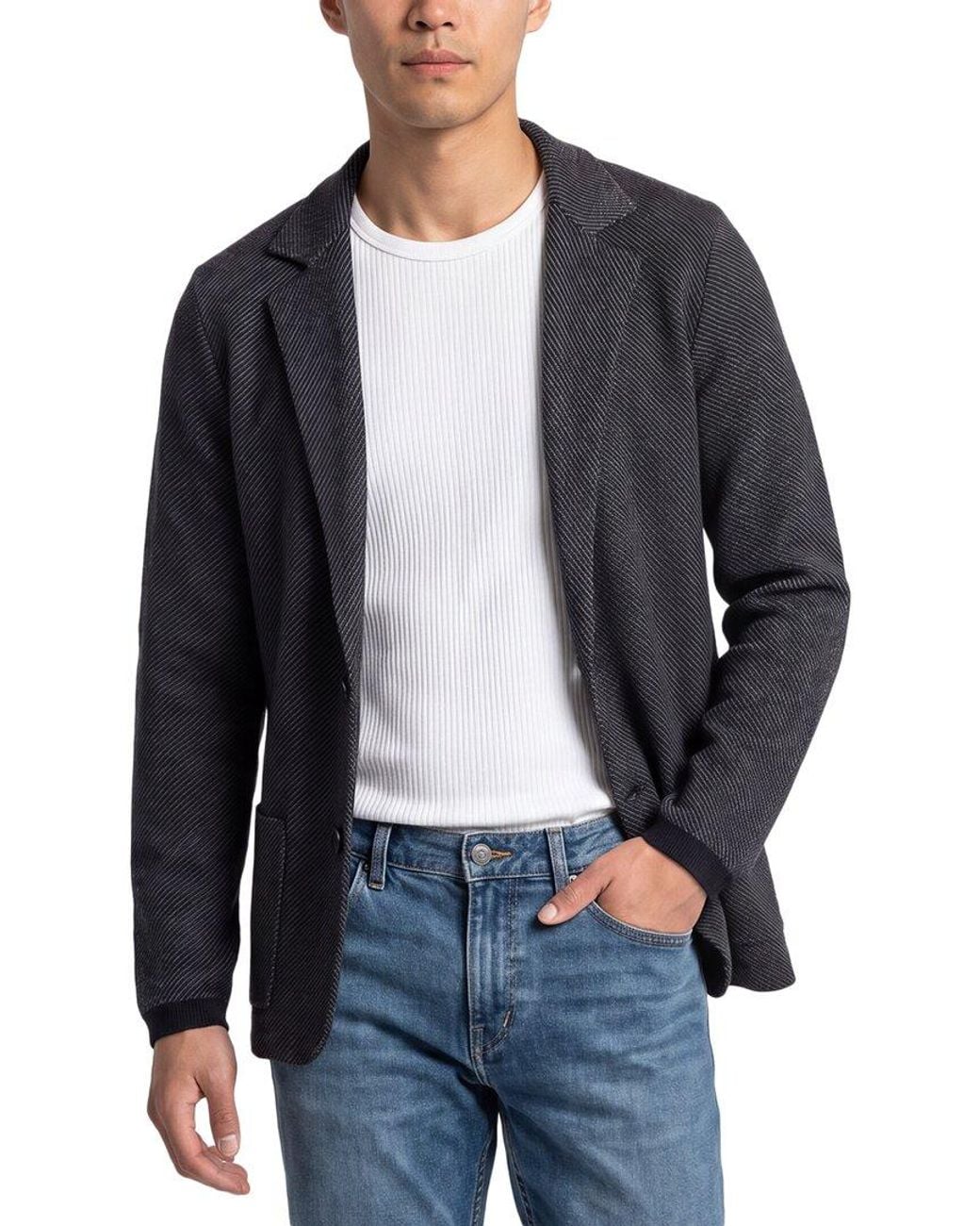 N.Peal Cashmere Blue Jacquard Jacket for men