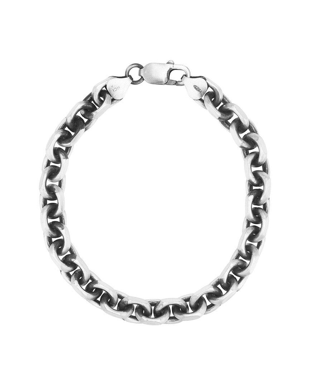 Italian Silver Metallic Large Cable Link Bracelet for men