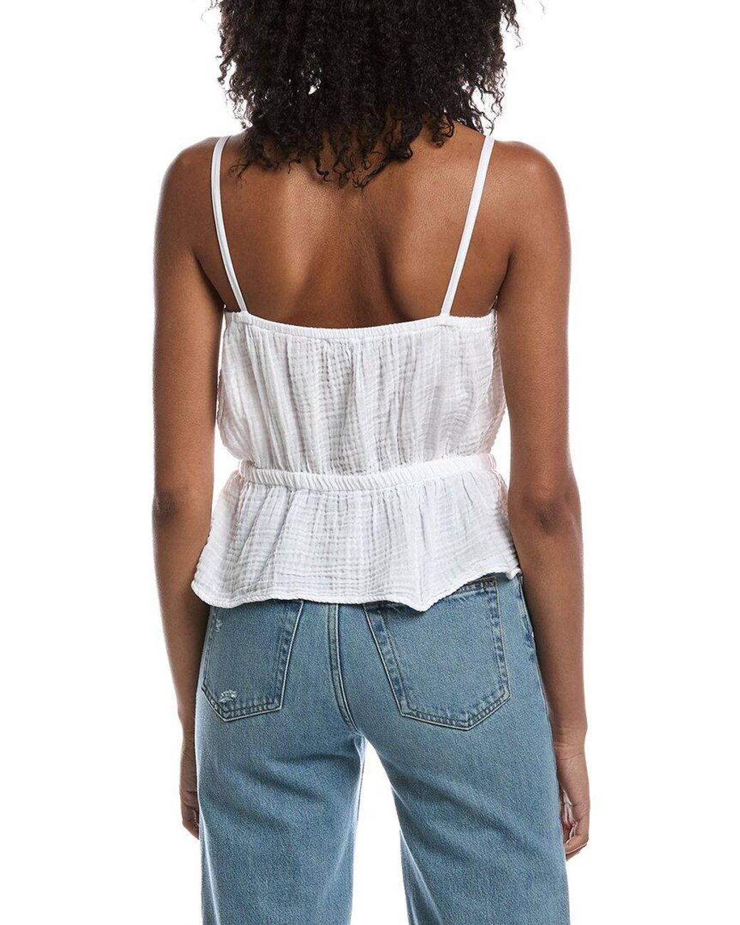 Michael Stars Blue Emelie Waist Tie Tank Top