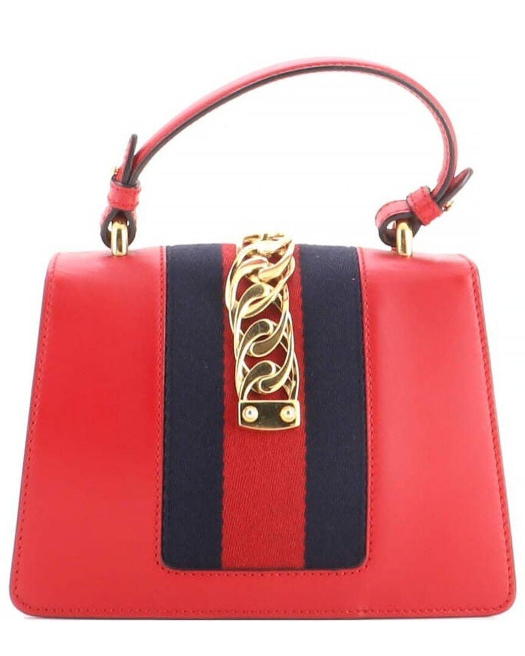 Gucci Red Sheep Leather Sylvie Top Handle Bag Mini (Authentic Pre-Loved)