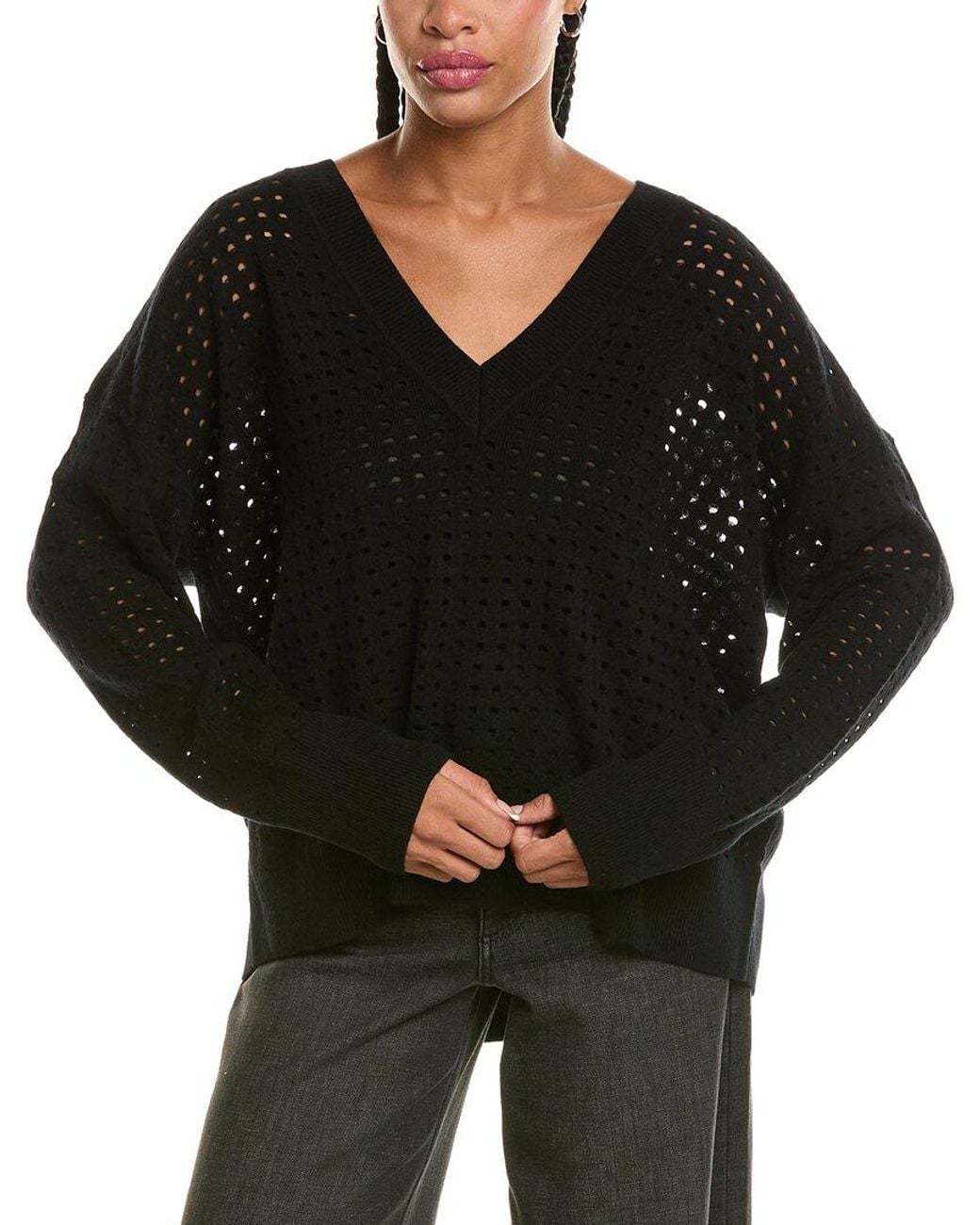 Diane von Furstenberg Black Linda Wool & Cashmere-Blend Sweater