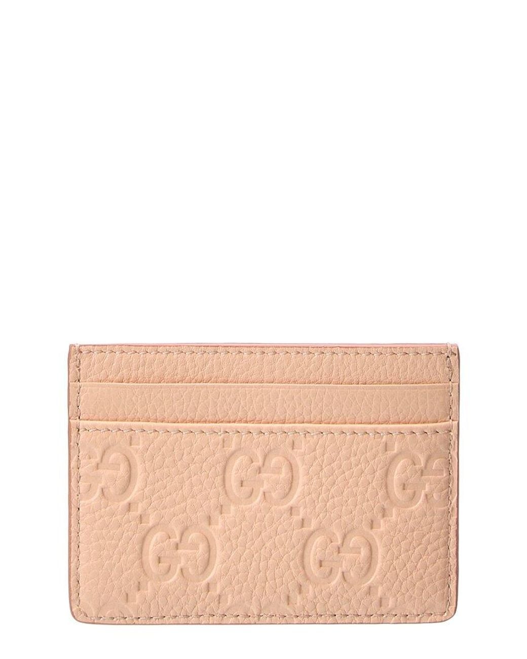 Gucci Pink Gg Emblem Leather Card Case