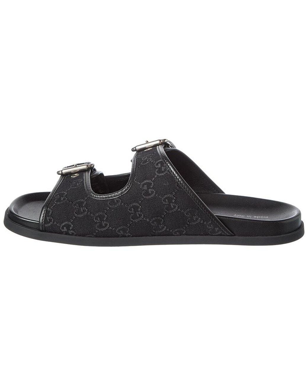 Gucci Black Gg Supreme Canvas & Leather Slides Slide for men