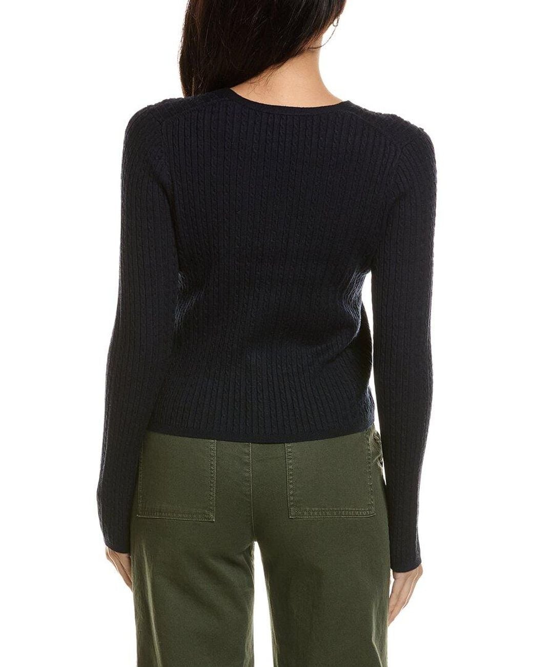 Vince Black Cable Merino-Blend Cardigan