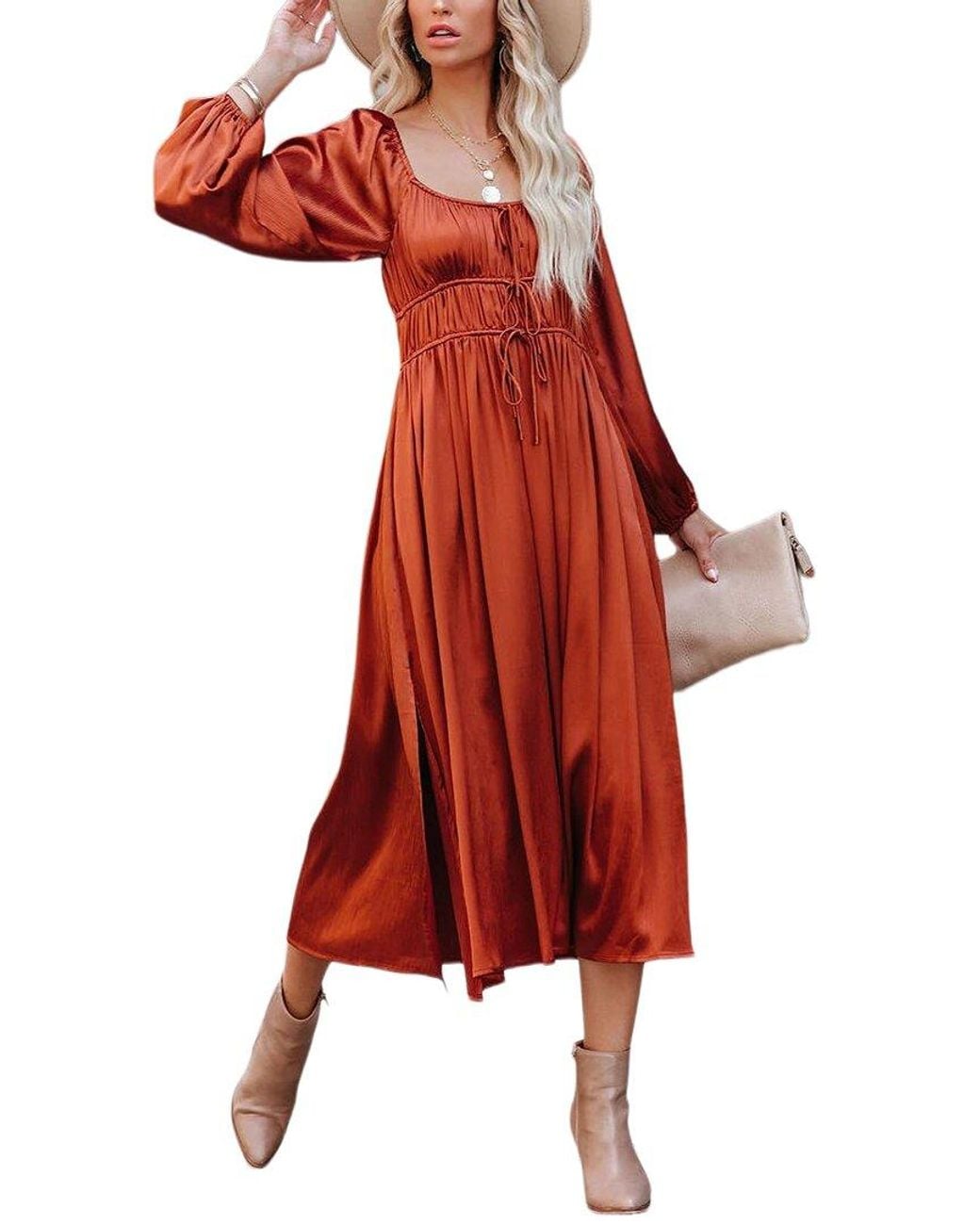 CHARLOTTE GREEN Red Midi Dress