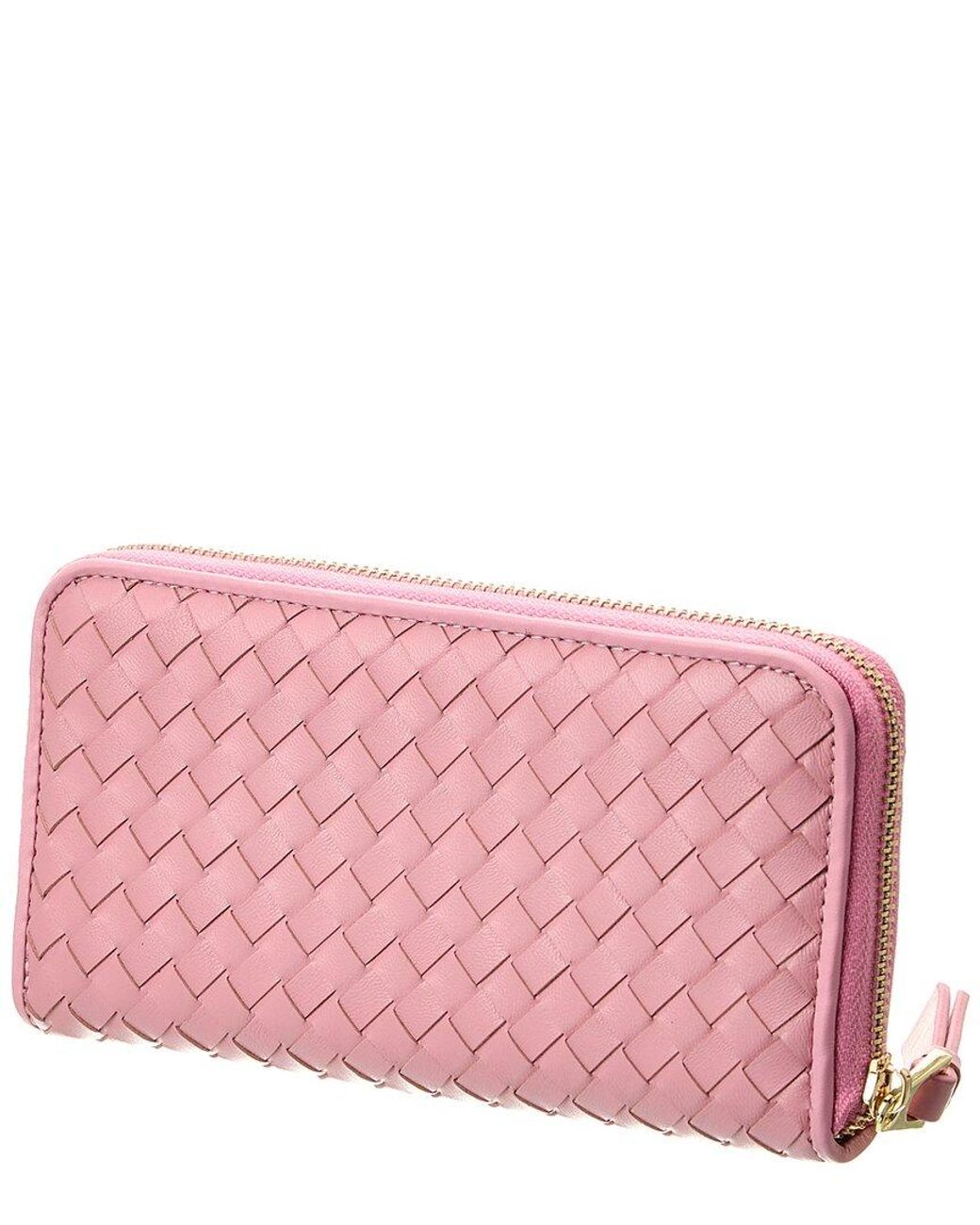Tiffany & Fred Paris Pink Woven-Leather Wallet