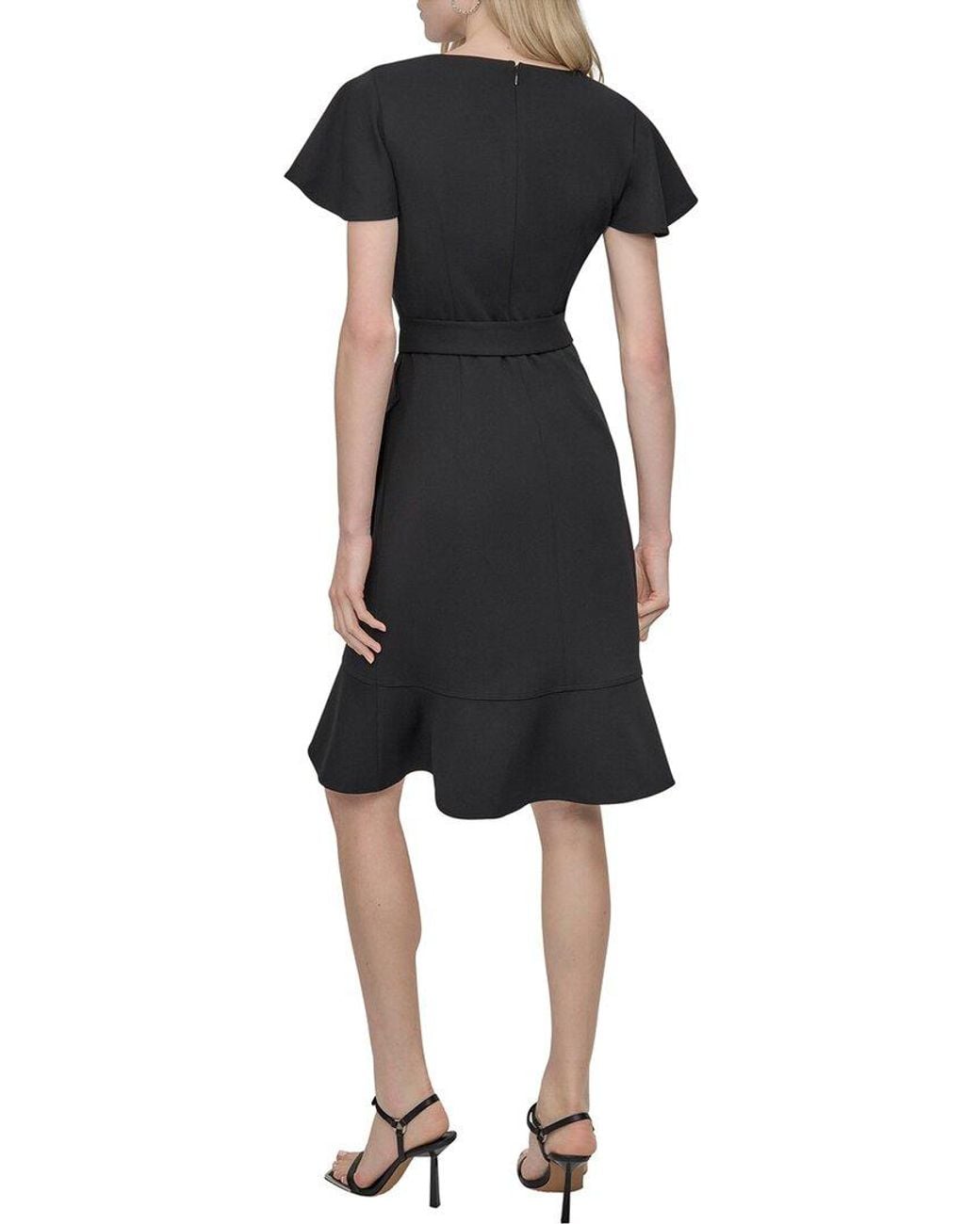 DKNY Black Faux Wrap Dress