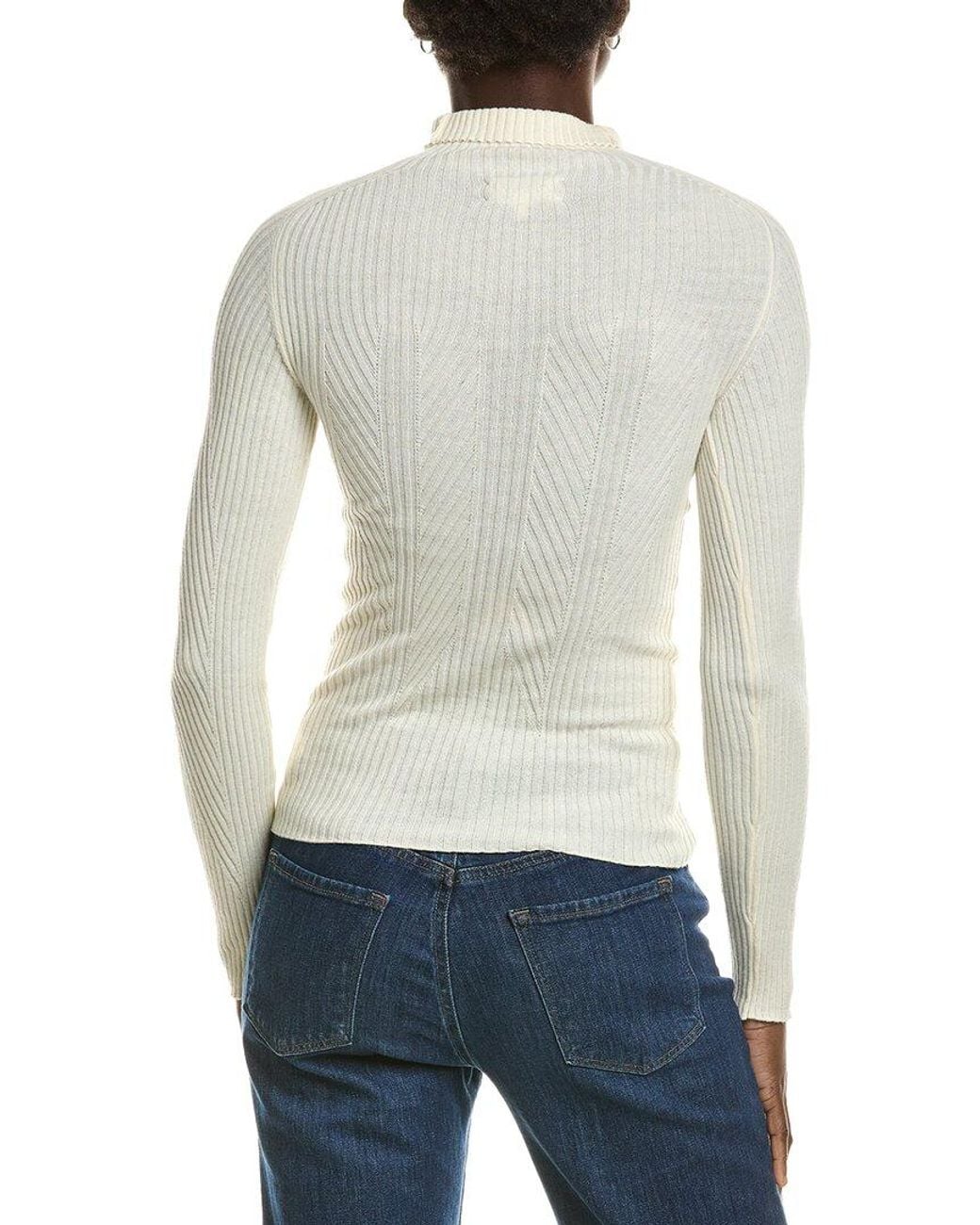 DL1961 White Turtleneck Cashmere-Blend Sweater