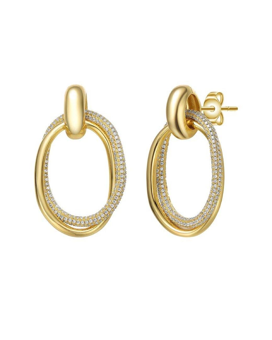 Genevive Jewelry Metallic 14k Over Silver Cz Drop Earrings