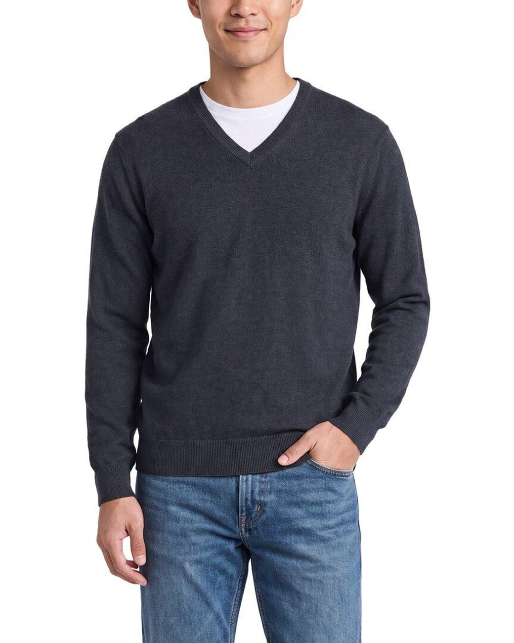 N.Peal Cashmere Blue Burlington Cashmere V-Neck Sweater for men