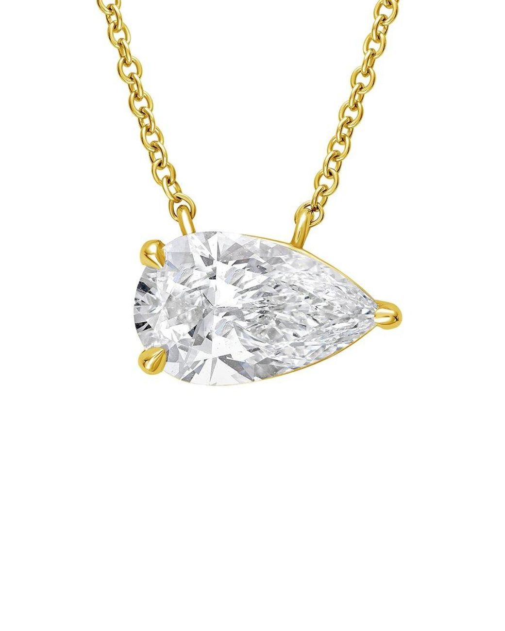 Diana M Metallic 14K 12.00 Ct. Tw. Lab-Grown Diamond Solitaire Pendant