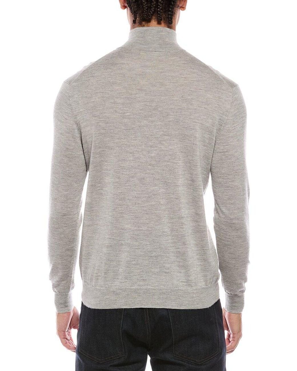 N.Peal Cashmere Gray Regent 1/2-Zip Cashmere & Silk-Blend Mock Neck Sweater for men