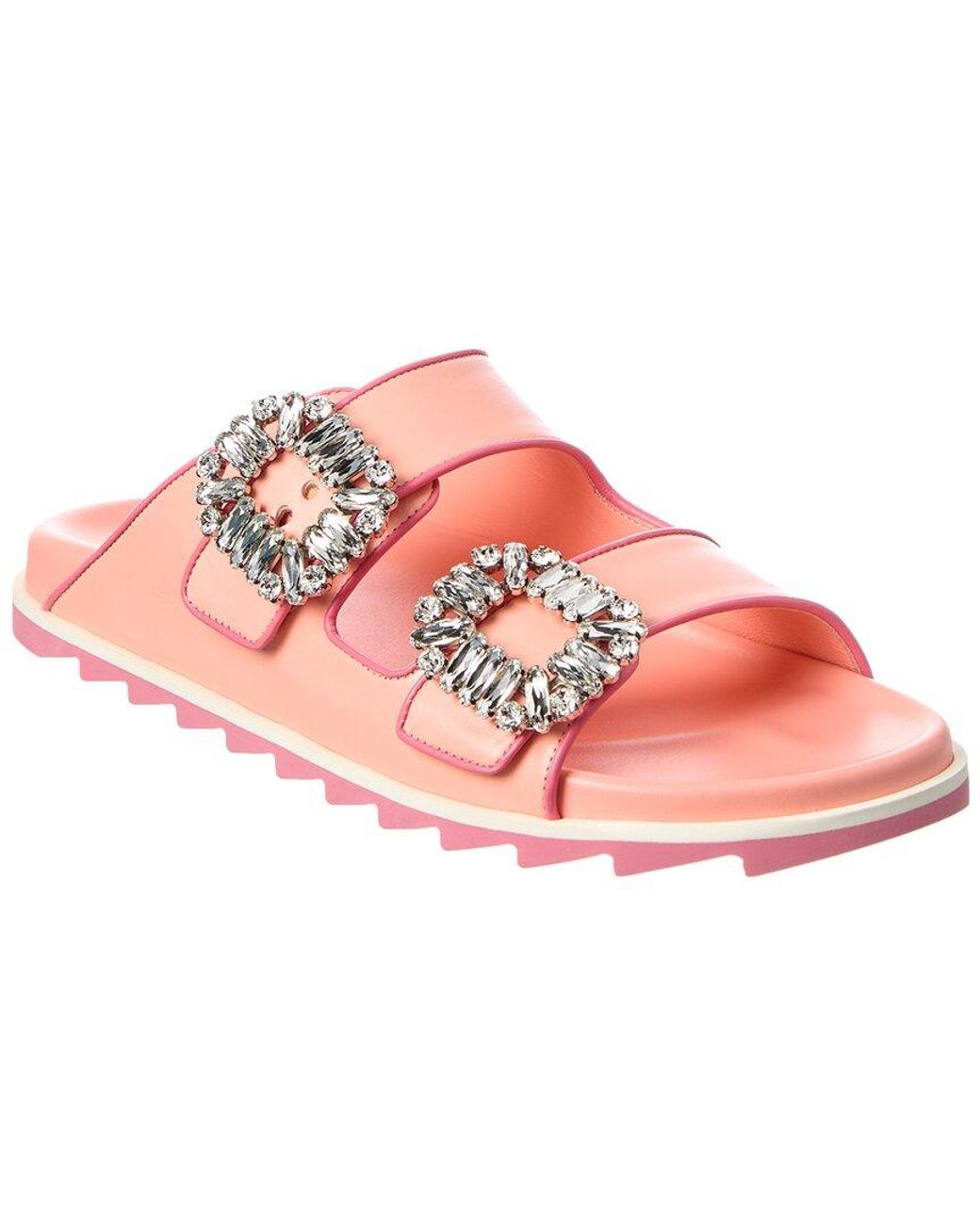 Roger Vivier Pink Viv Strass Buckle Slide