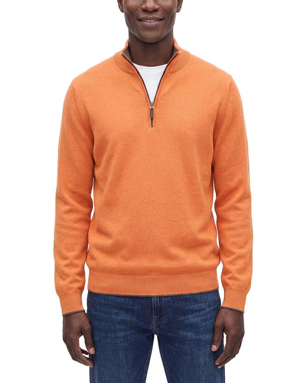 N.Peal Cashmere Orange Carnaby Cashmere 1/2-Zip Sweater for men
