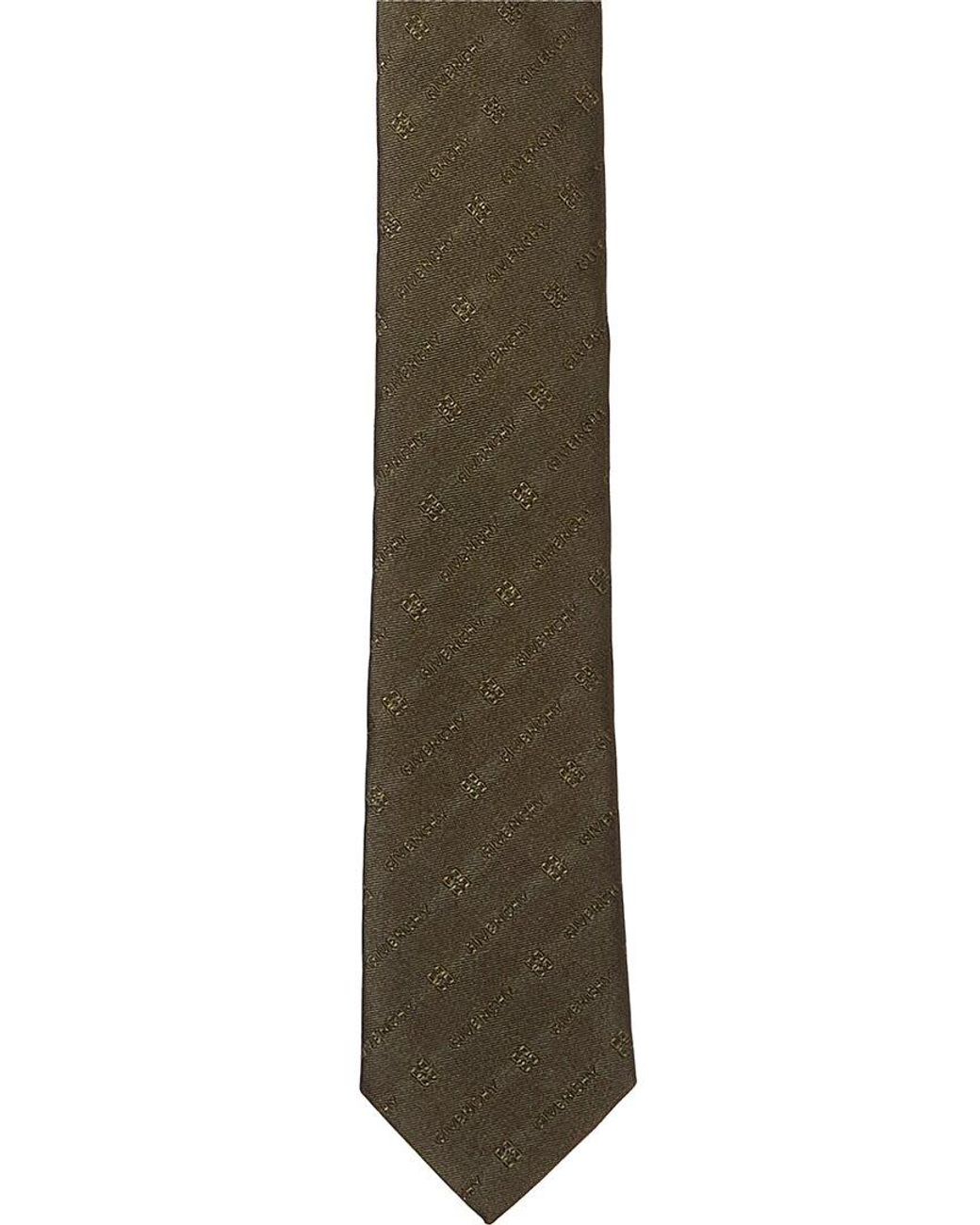 Givenchy Greyish Green Diagonal Logo Silk Tie for men