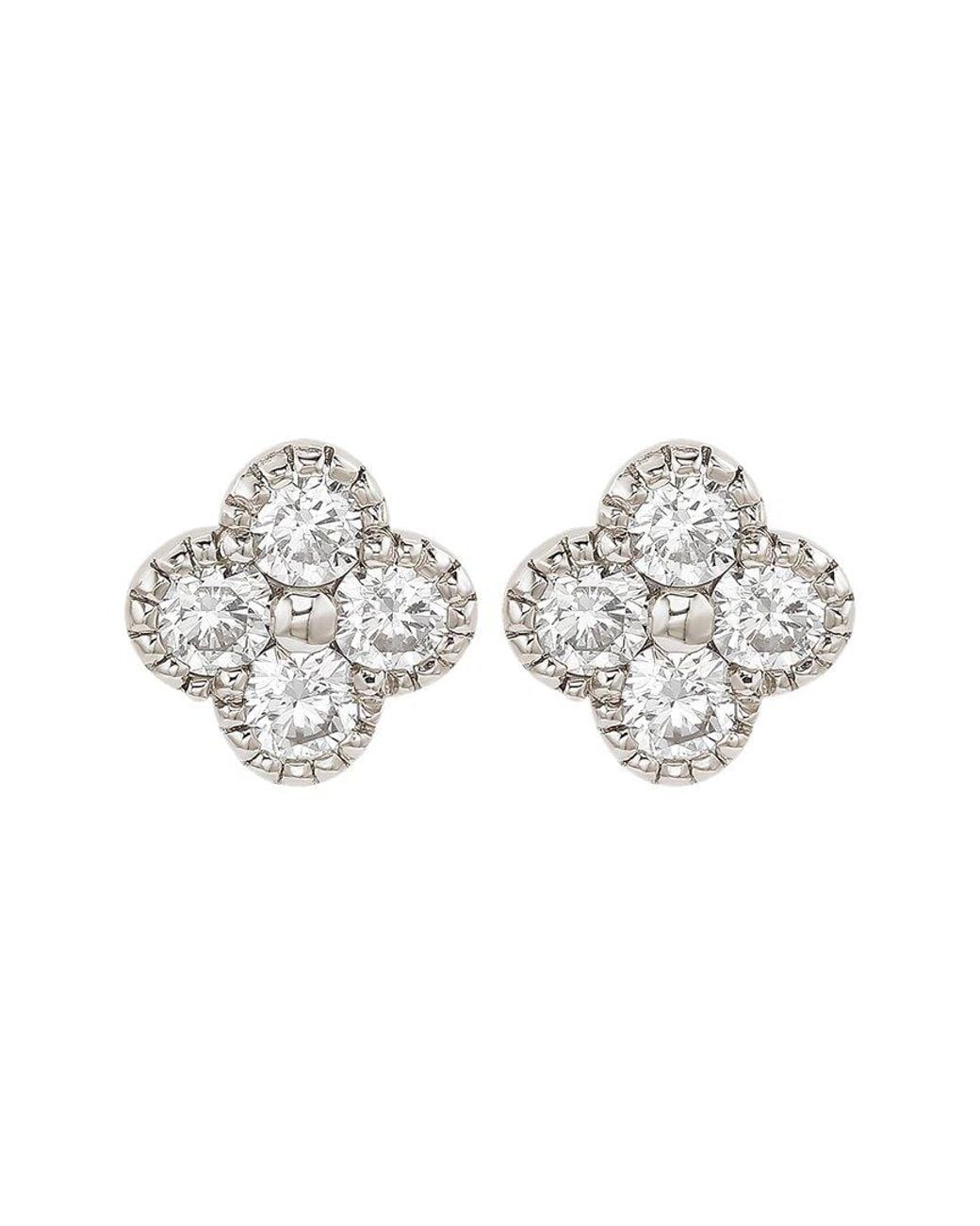 Suzy Levian White 14k 0.70 Ct. Tw. Diamond Clover Studs