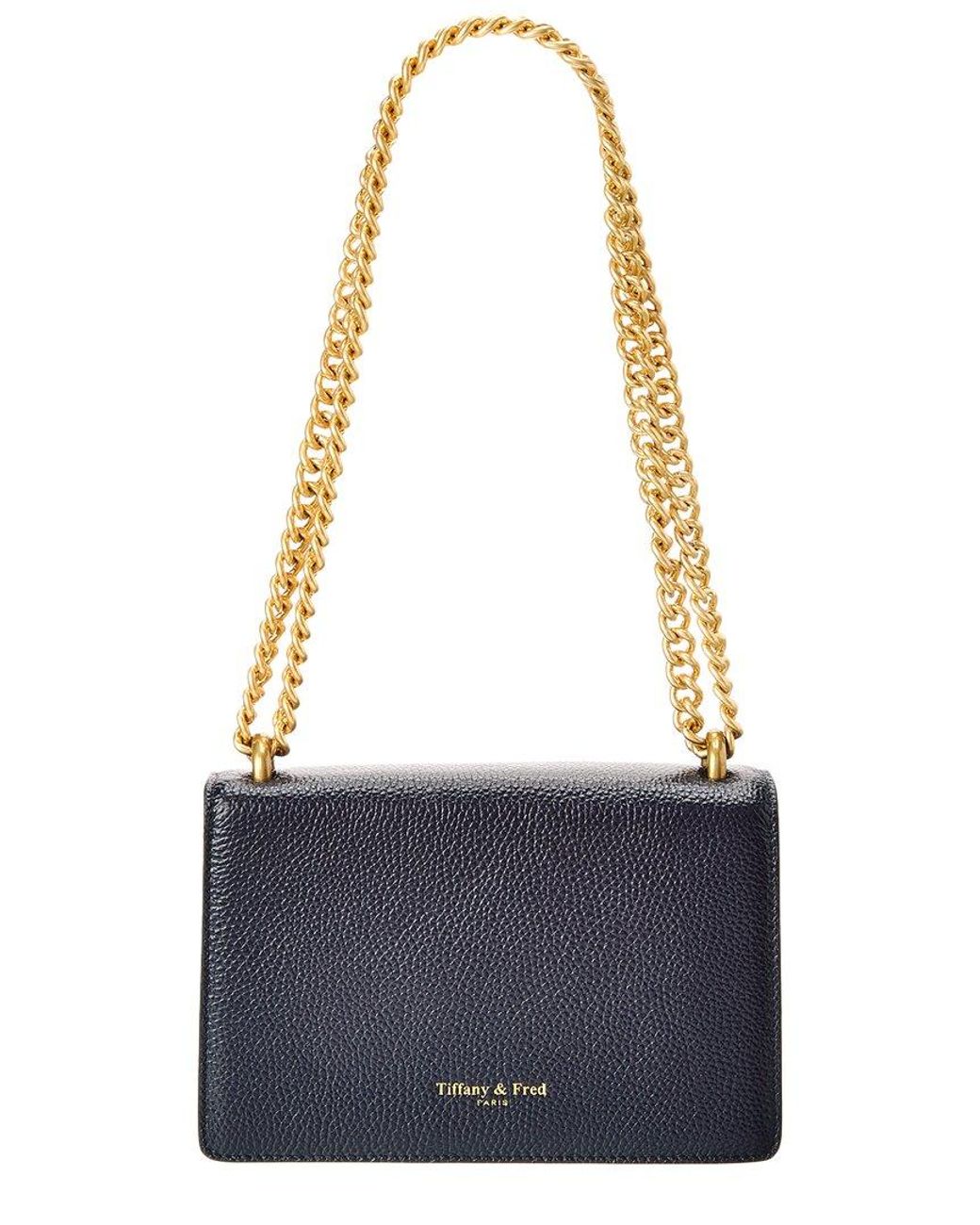 Tiffany & Fred Paris Blue Crystal Dragon Leather Crossbody Bag