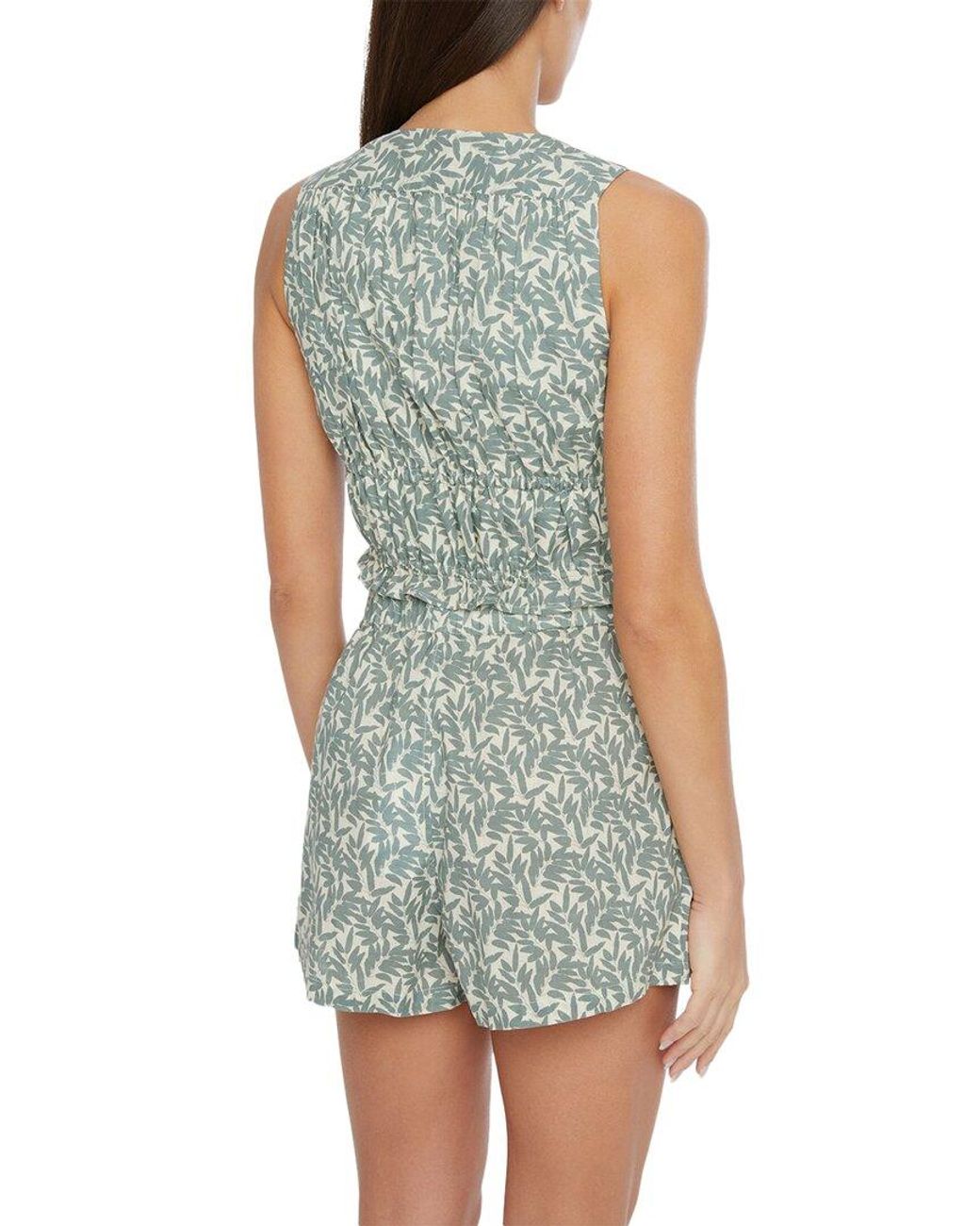 Onia Green Air Linen-blend Tie Front Top