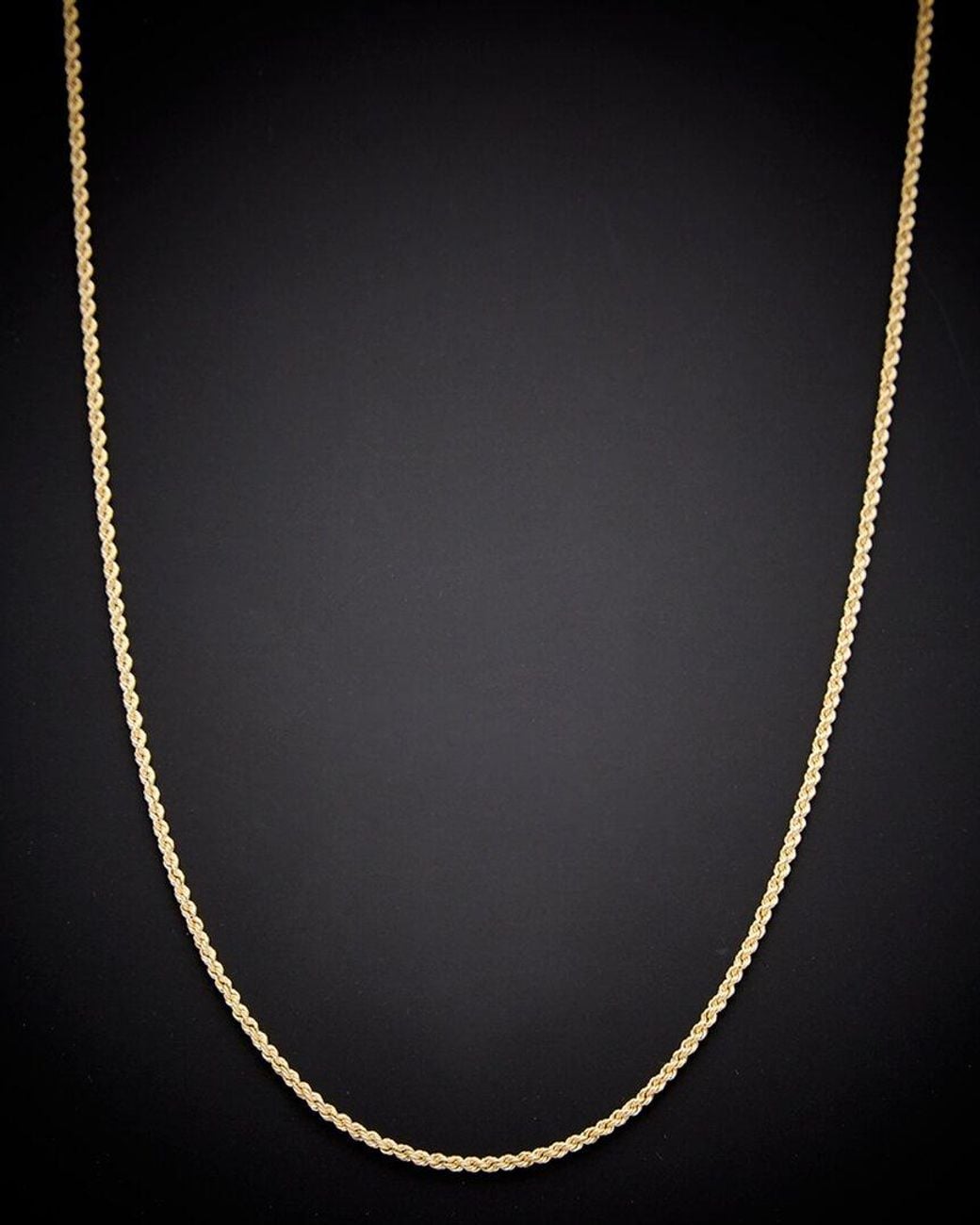Italian Gold Black 14k Hollow Rope Chain Necklace