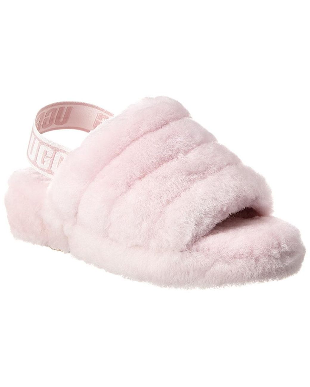 UGG Fluff Yeah Sheepskin Slingback Slippers in Pink | Lyst
