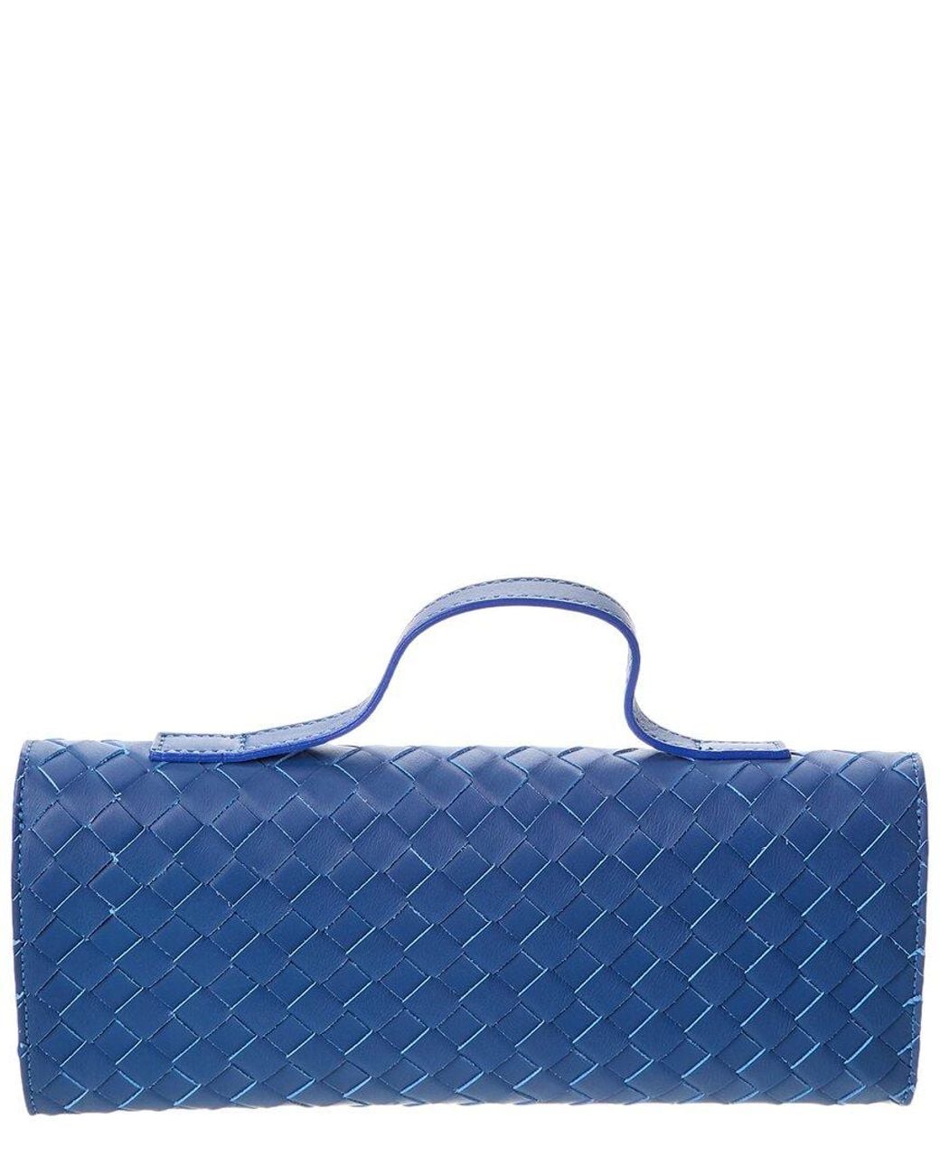 Isabella Rossetti Blue Faye Hand-Woven Leather Clutch