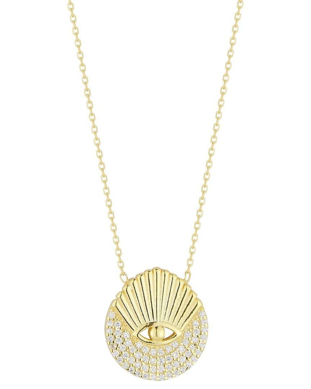 Sphera Milano Metallic 14k Over Silver Cz Evil Eye Necklace