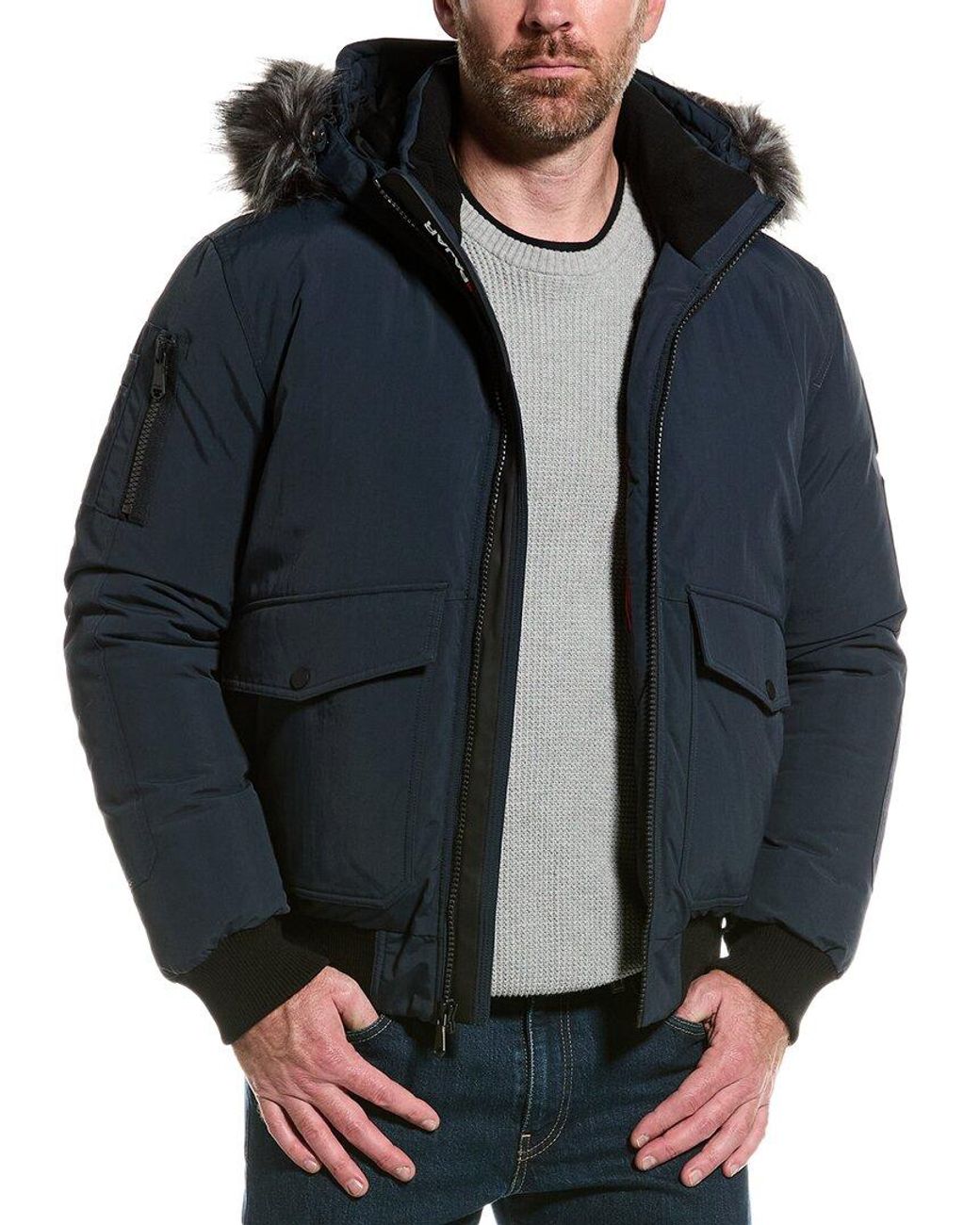 Pajar Anderson Mixed Media Bomber Jacket in Blue for Men Lyst UK