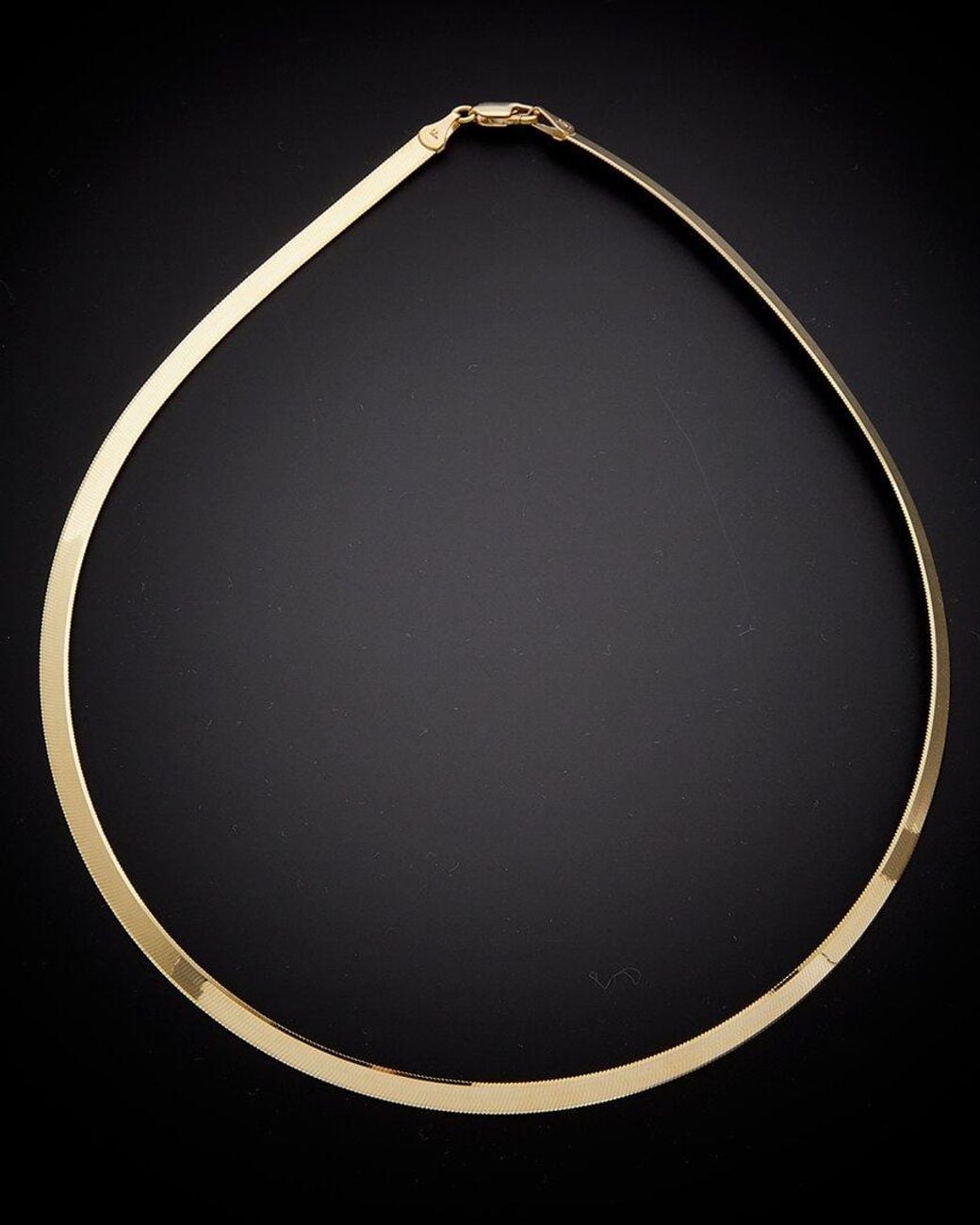 Italian Gold Black 14k Herringbone Chain Necklace