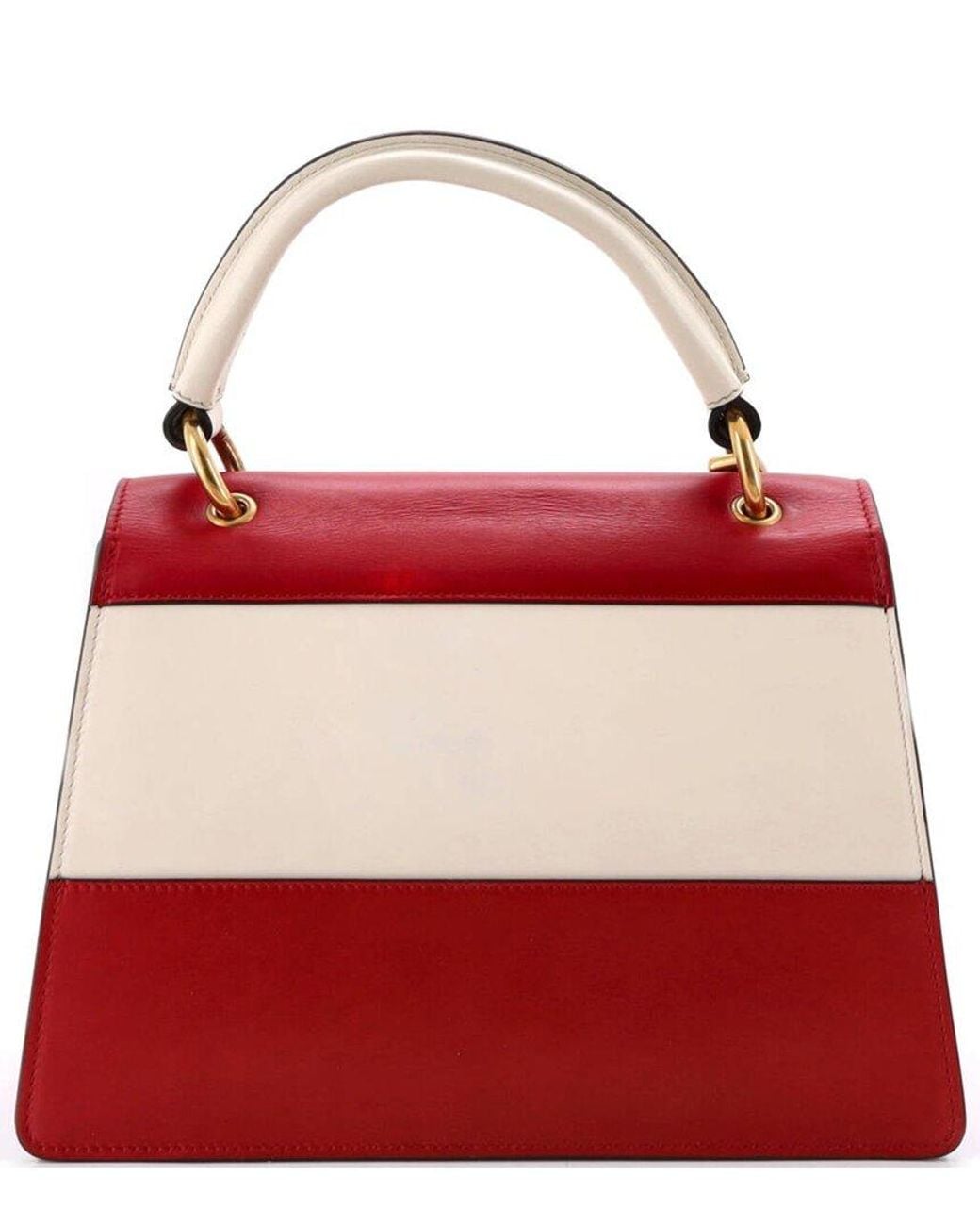Gucci Red Leather Queen Margaret Top Handle Bag Colorblock Small (Authentic Pre-Loved)