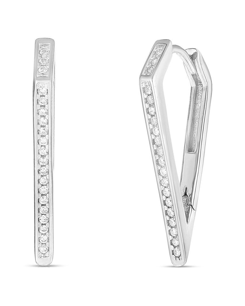 Sphera Milano White Plated Dagger Hoops